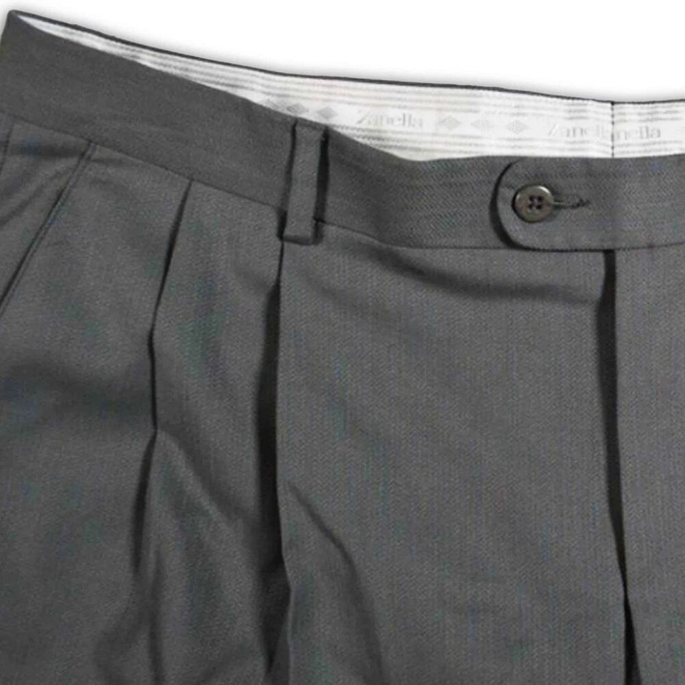 Zanella Bennett Gray Wool Men's Trousers Dress Pants Size 38